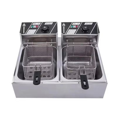 Friteuse électrique à double panier à commande de bouton pour la friture simultanée dans les cuisines occupées